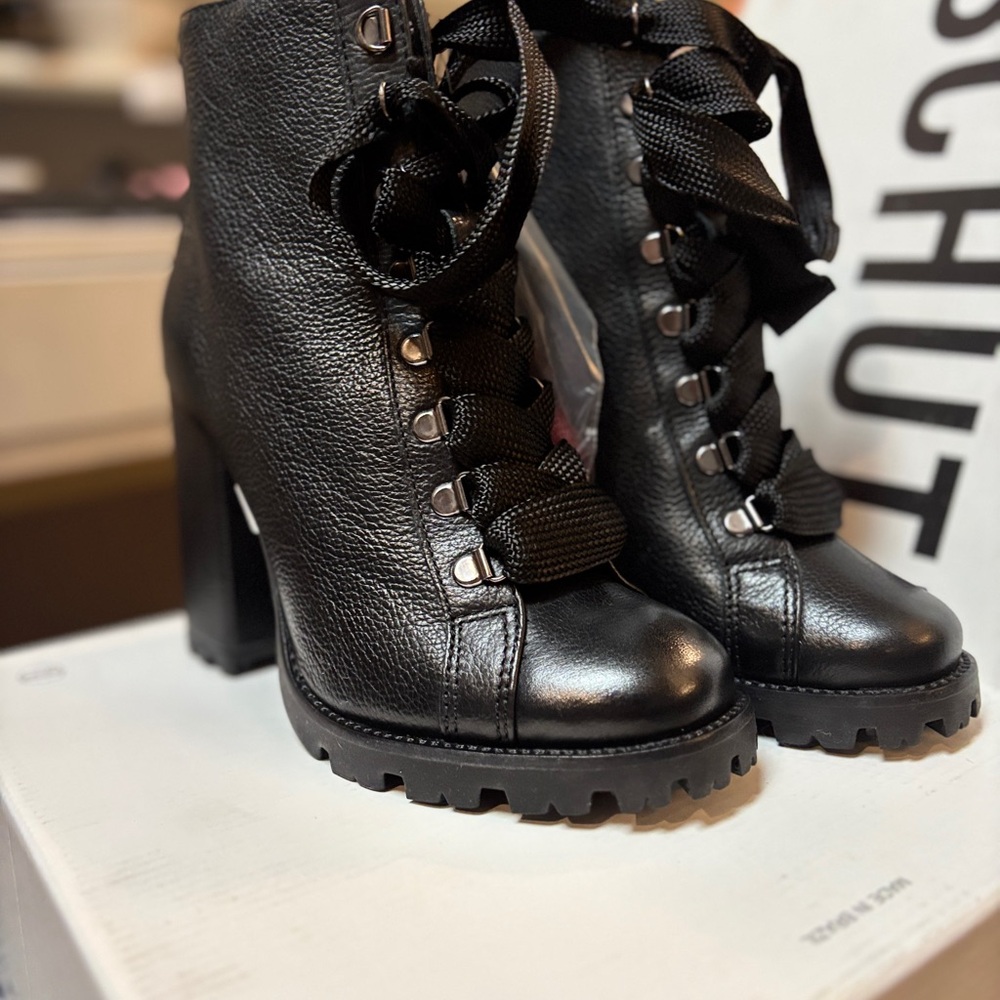 🆕SCHUTZ Black Heeled Combat Boots🥰 - Picture 2 of 7